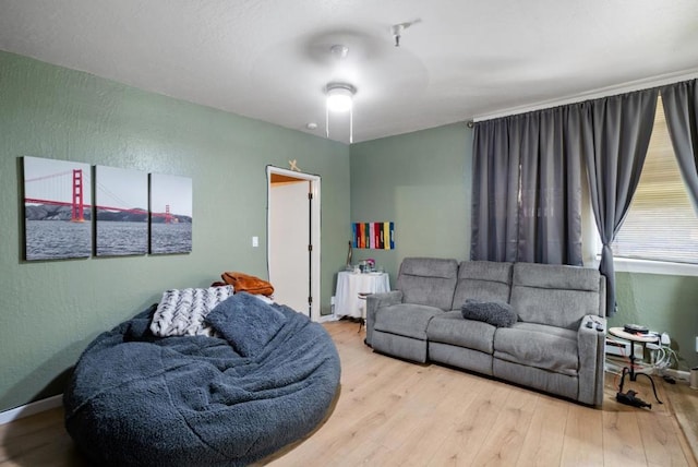 living room featuring light wood-type flooring