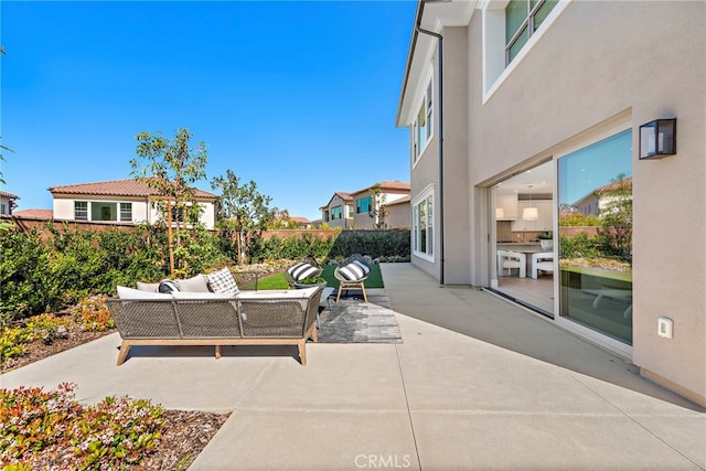 view of patio featuring an outdoor living space