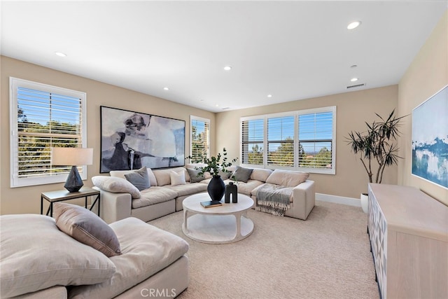 carpeted living room with plenty of natural light