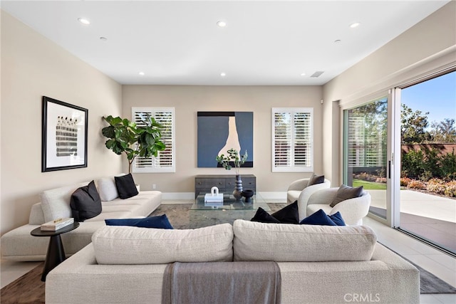 view of tiled living room