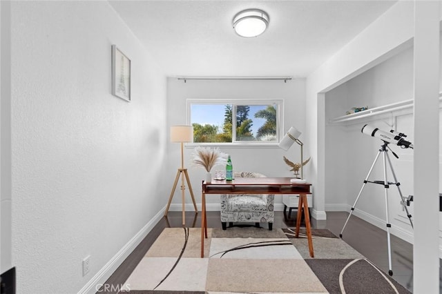 office area featuring hardwood / wood-style flooring