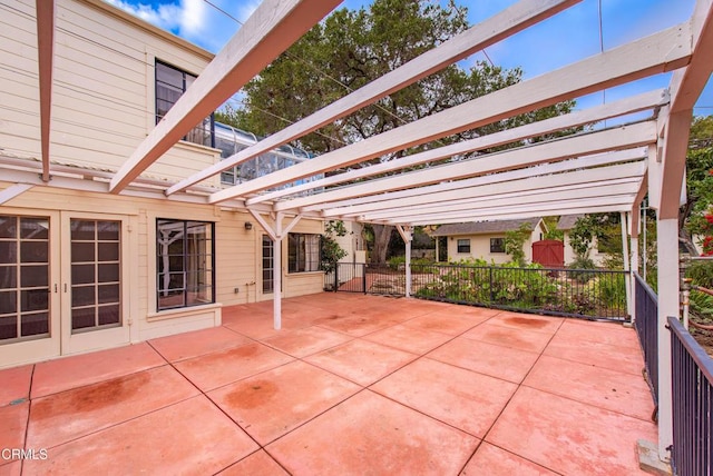 view of patio featuring a pergola