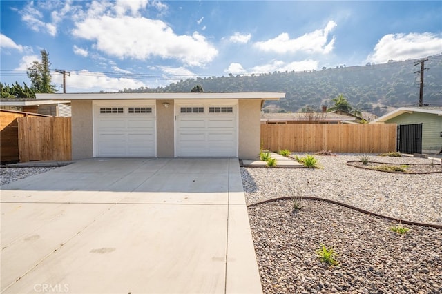 garage with a mountain view