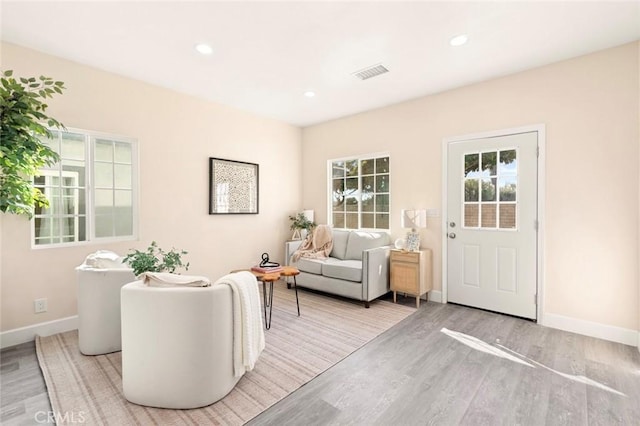 living room featuring light hardwood / wood-style floors