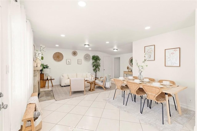 dining room with light tile patterned floors