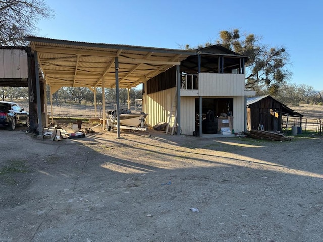 exterior space with an outbuilding