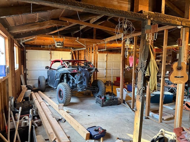 garage with a garage door opener