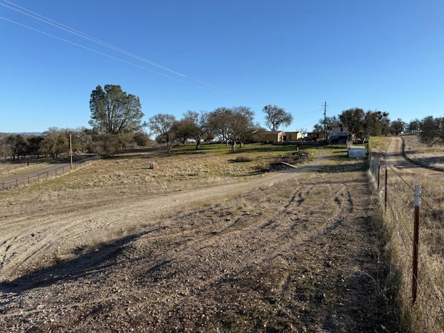 view of road with a rural view