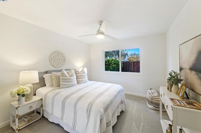 bedroom with carpet and ceiling fan