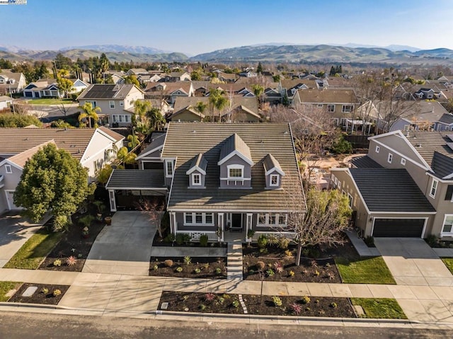 bird's eye view with a mountain view