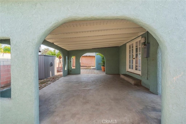 view of patio featuring french doors