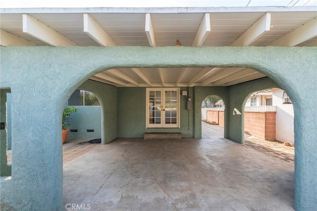 view of patio featuring french doors