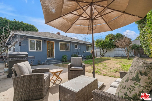 view of patio featuring grilling area