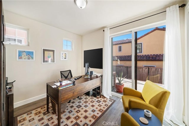 office featuring hardwood / wood-style floors