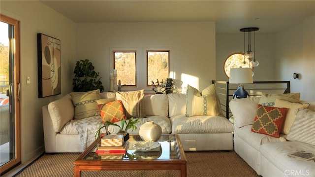 living room with carpet floors