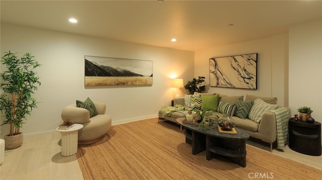 living room featuring light wood-type flooring