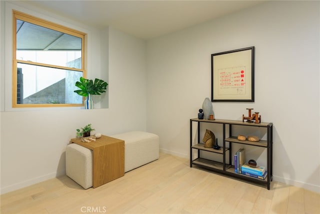 sitting room featuring light wood-type flooring