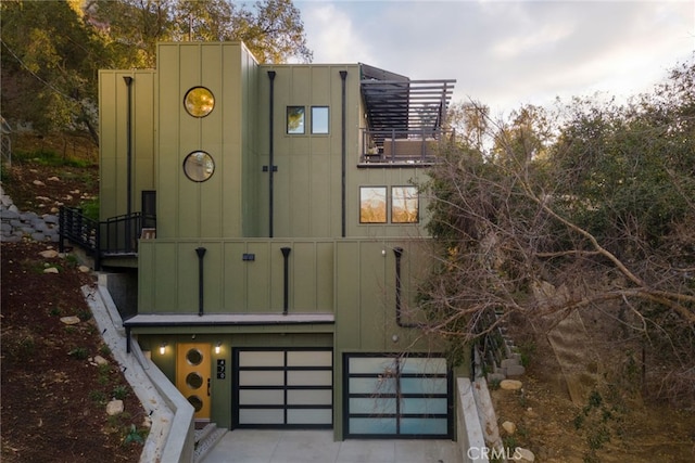 exterior space featuring an attached garage