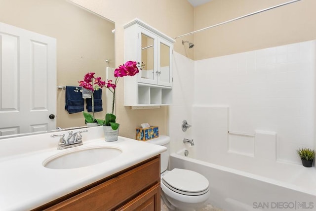 full bathroom with vanity, toilet, and shower / bath combination