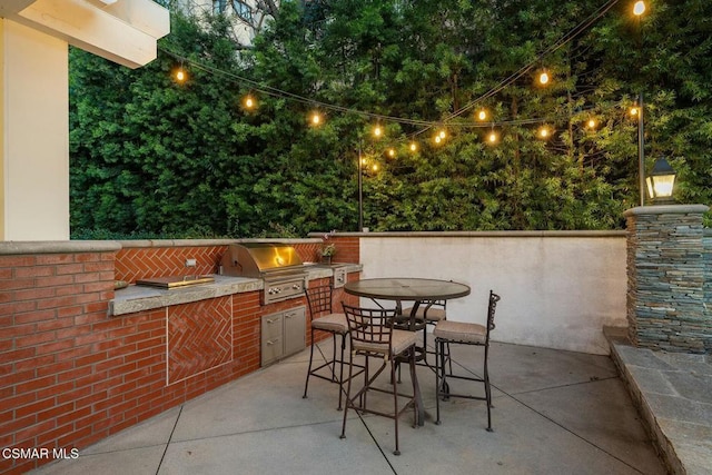 view of patio / terrace featuring area for grilling and a grill