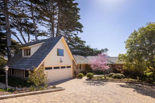 view of front of home with a garage