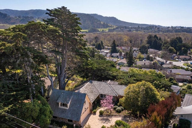 aerial view featuring a mountain view