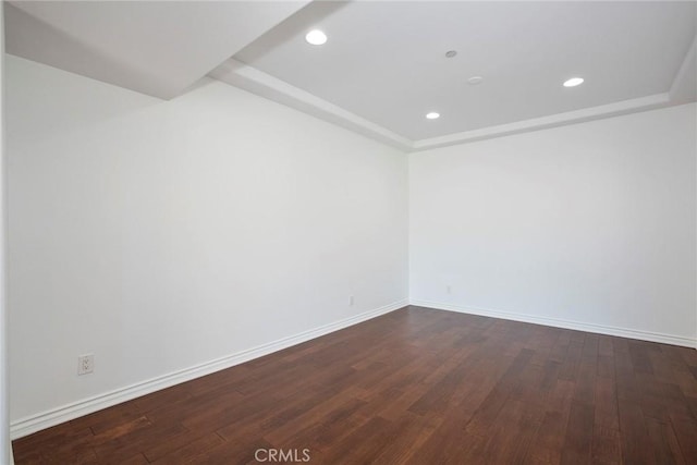 12449 Kling St Unit Ph2, Studio City, CA 91604 - empty room with baseboards, dark wood-style floors, and recessed lighting