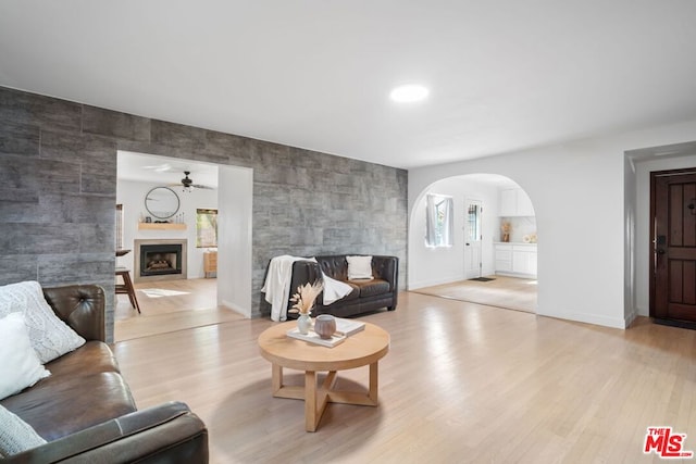 living room featuring light hardwood / wood-style flooring