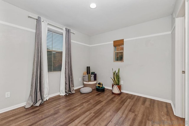 unfurnished room with wood-type flooring