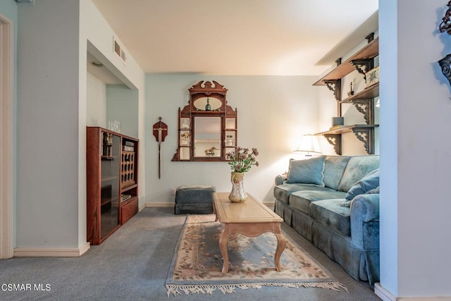 living room with carpet floors