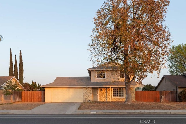 view of front of house with a garage