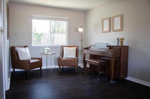 sitting room featuring dark hardwood / wood-style flooring