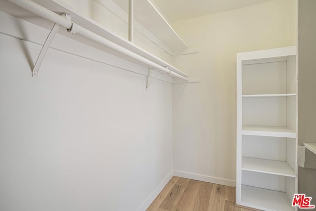 spacious closet with light hardwood / wood-style floors