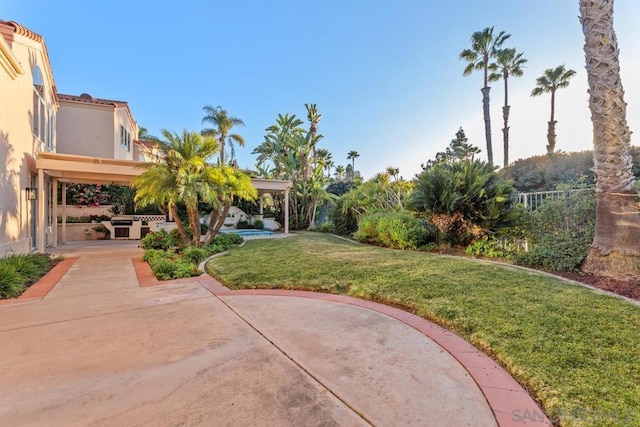 view of yard with a patio area