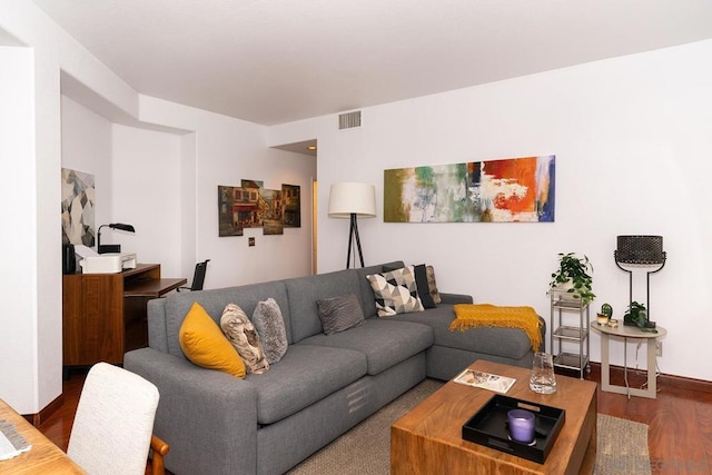 living room with hardwood / wood-style flooring