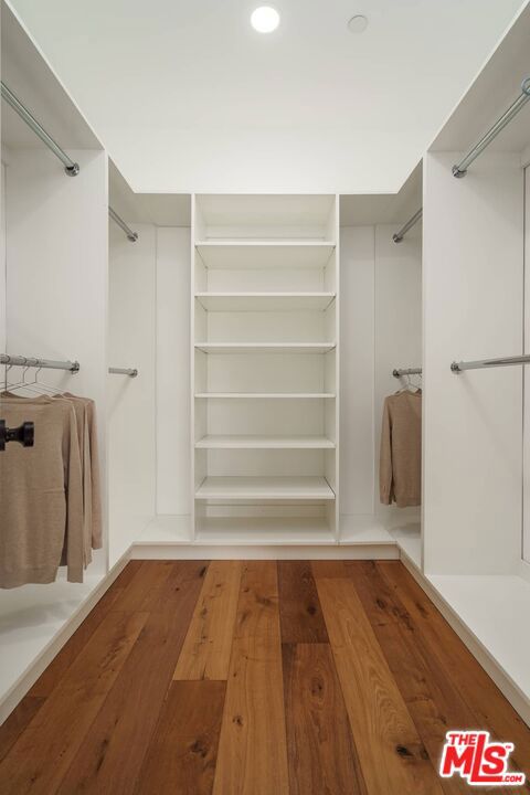 walk in closet featuring wood-type flooring