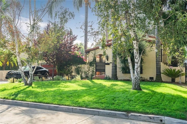 view of front of home with a front lawn