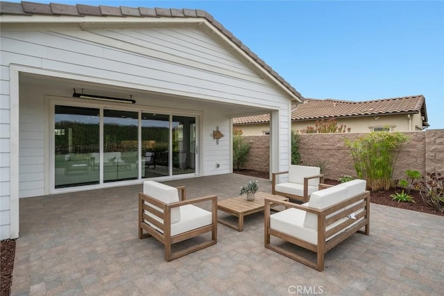 view of patio / terrace featuring an outdoor living space