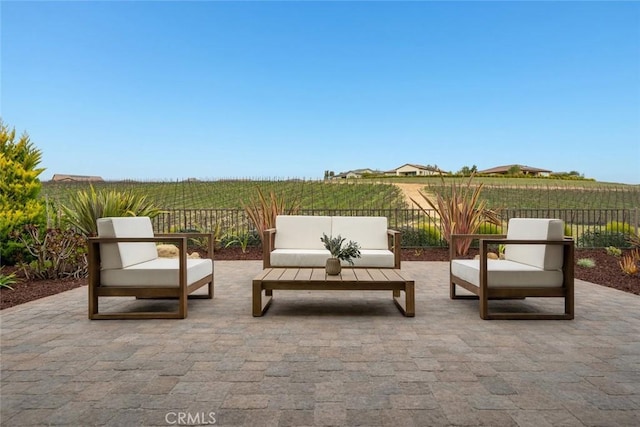 view of patio featuring an outdoor hangout area