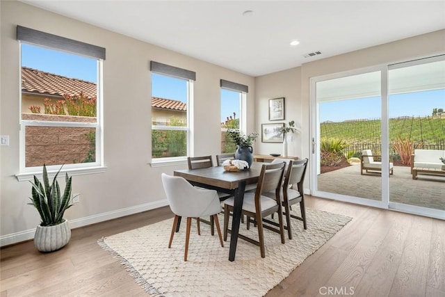 dining area featuring light hardwood / wood-style flooring