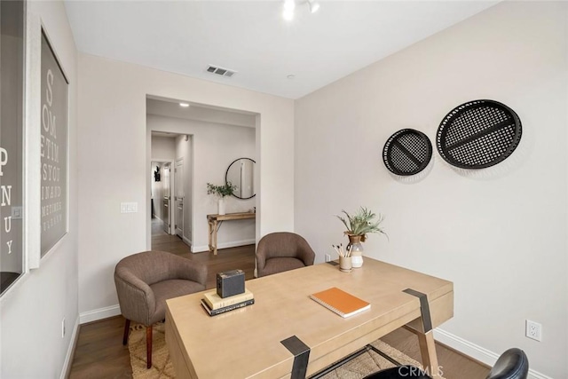 office space featuring wood-type flooring