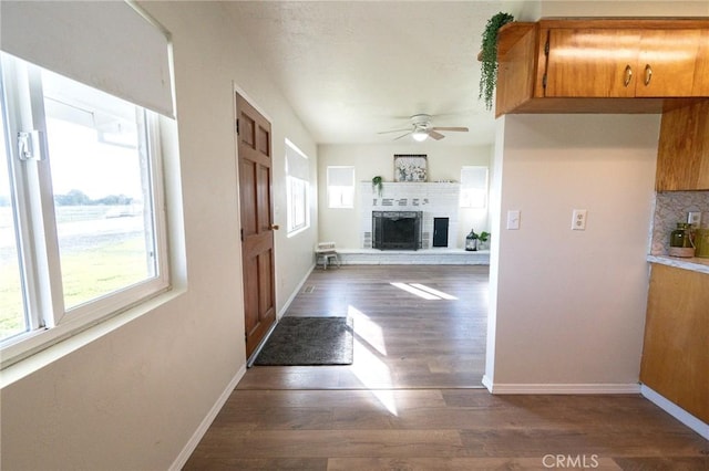 hallway featuring dark hardwood / wood-style floors