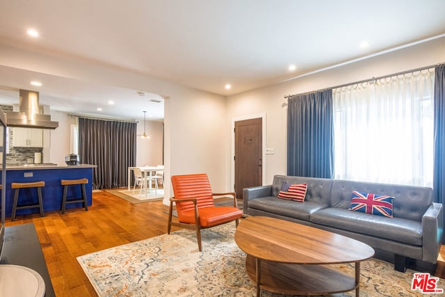 living room featuring hardwood / wood-style flooring