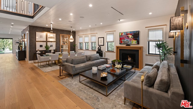 living room featuring light wood-type flooring