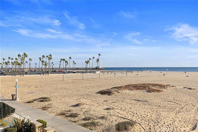 view of water feature with a view of the beach