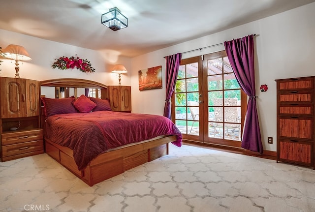 carpeted bedroom with access to exterior