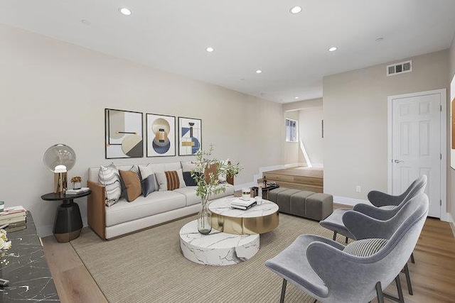 living room with hardwood / wood-style flooring