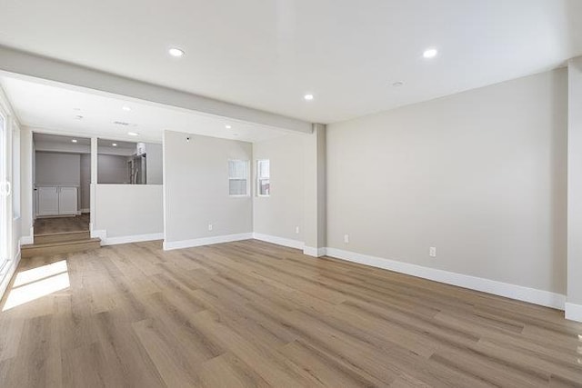 unfurnished living room with light hardwood / wood-style floors