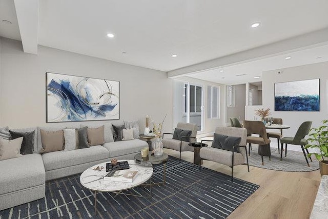 living room with hardwood / wood-style flooring