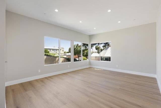 unfurnished room featuring plenty of natural light and light hardwood / wood-style floors